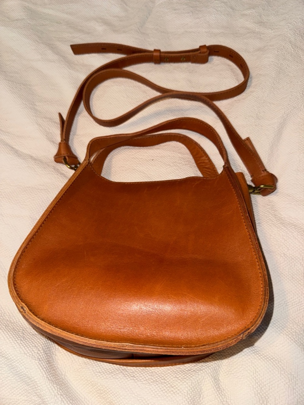 Classic Tan Leather Crossbody Bag - Women